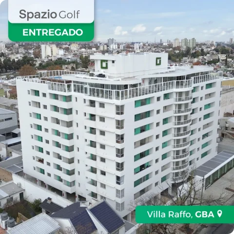 Spazios Golf Proyecto inmobiliario finalizado con departamentos luminosos de 1 a 4 ambientes y amenities exclusivos como piscina, SUM, parrillas, gimnasio y barras outdoor.